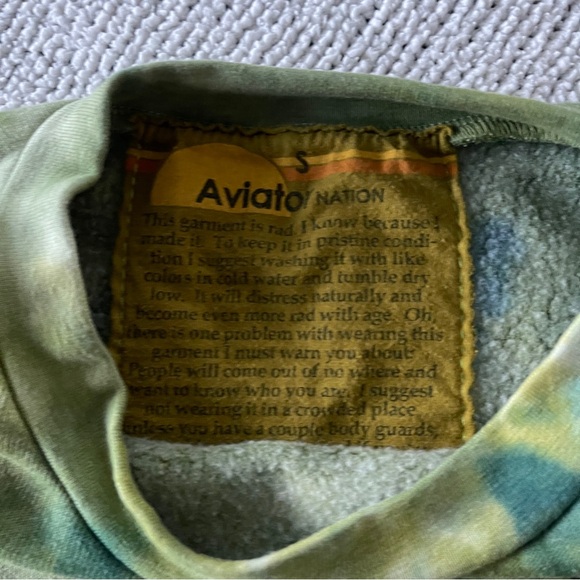 Aviator Nation Green and Yellow Tie-Dye Smiley Crop crewneck sweatshirt S - Picture 7 of 11